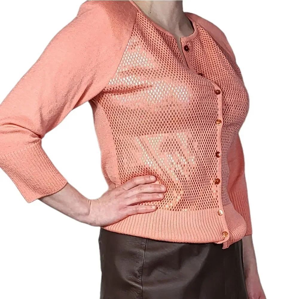 ST JOHN Coral Paillettes Sweater Cardigan